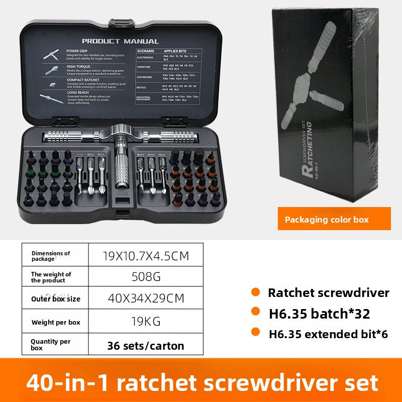 Multi-Function Ratchet Screwdriver Set with S2 Steel Bits