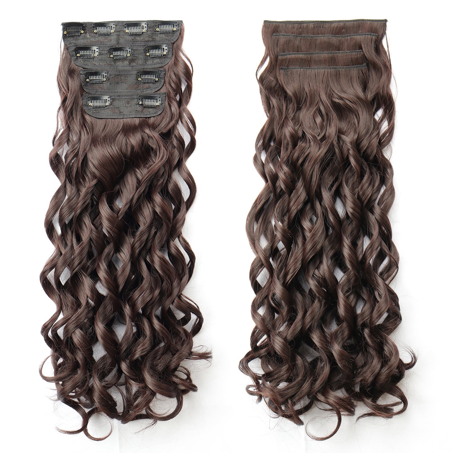 Women's Synthetic Hair Extension 4-Piece Set Long Curly Retro Wig Piece