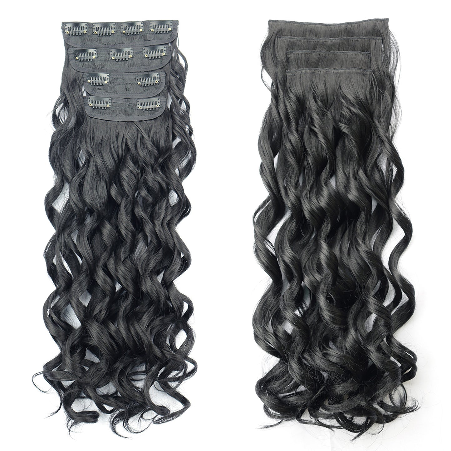 Women's Synthetic Hair Extension 4-Piece Set Long Curly Retro Wig Piece