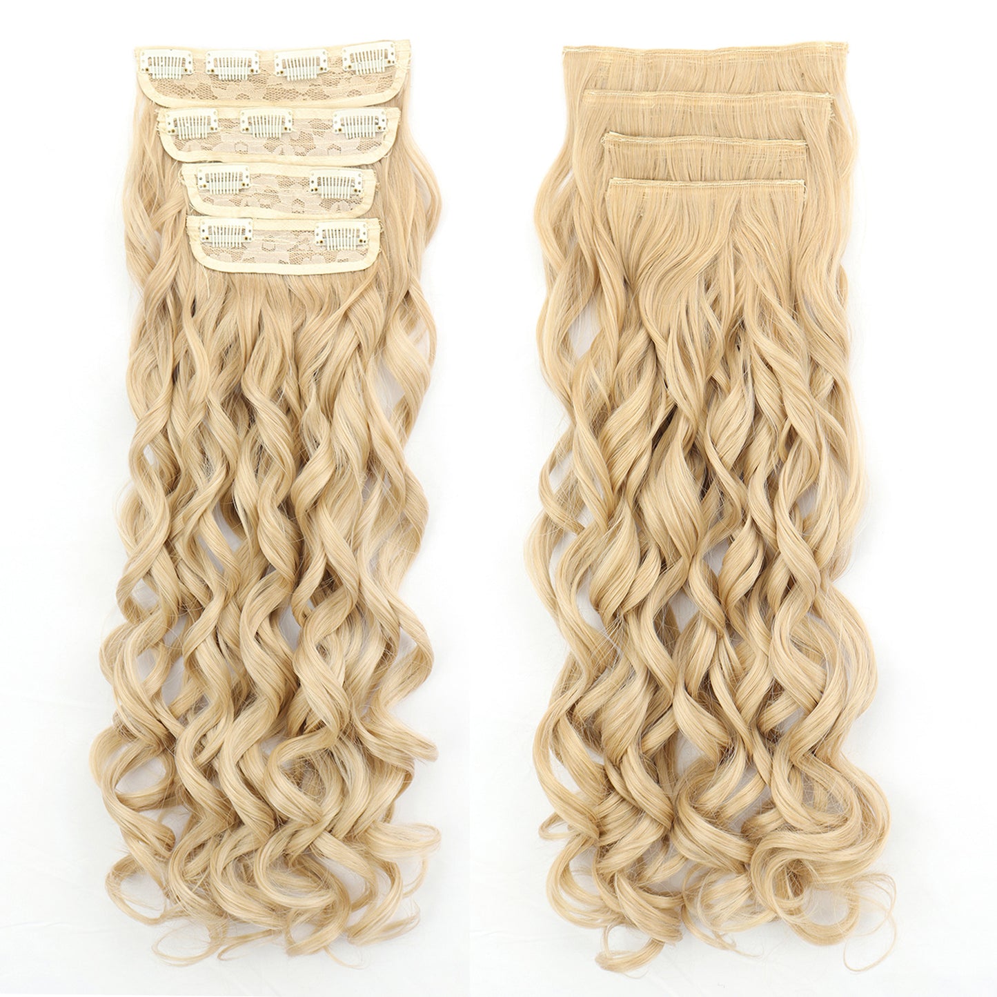 Women's Synthetic Hair Extension 4-Piece Set Long Curly Retro Wig Piece