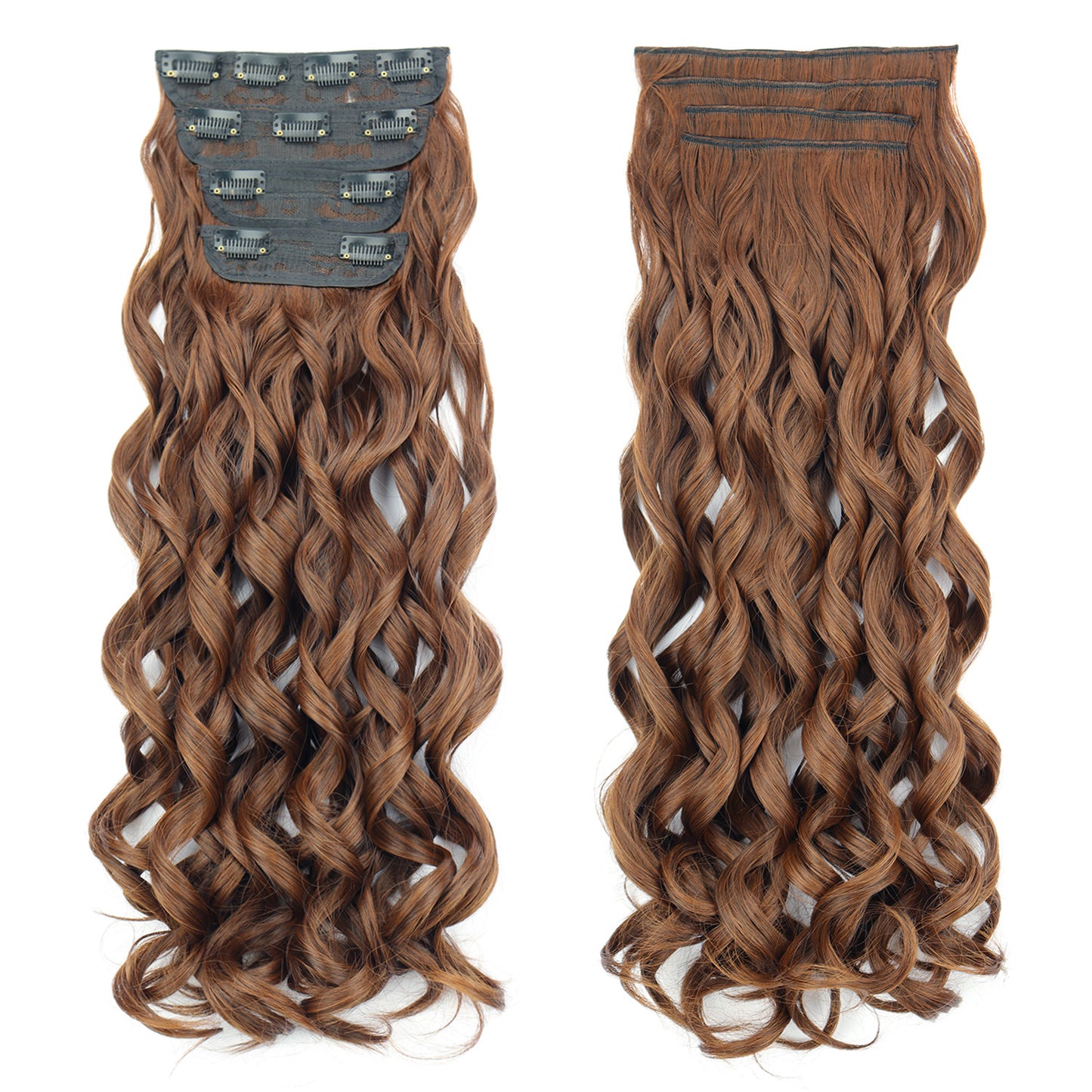 Women's Synthetic Hair Extension 4-Piece Set Long Curly Retro Wig Piece