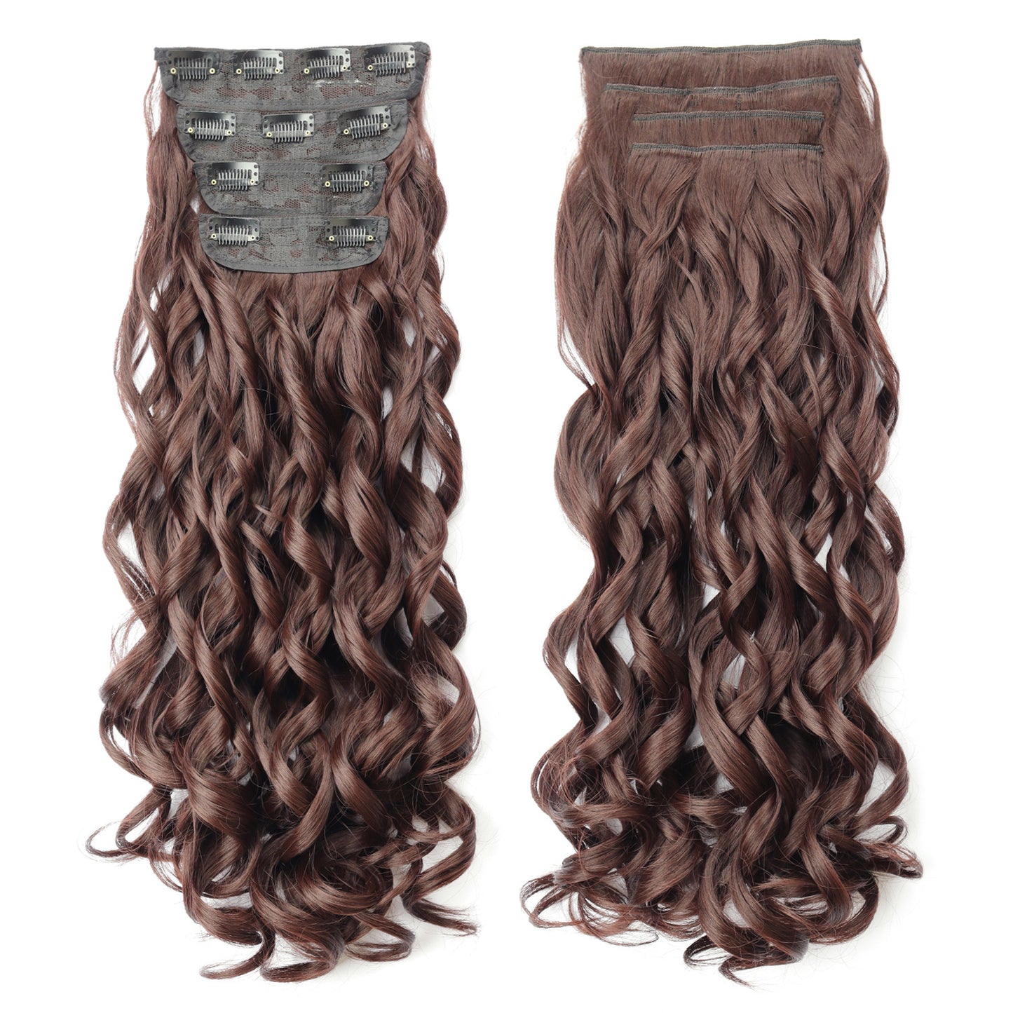 Women's Synthetic Hair Extension 4-Piece Set Long Curly Retro Wig Piece