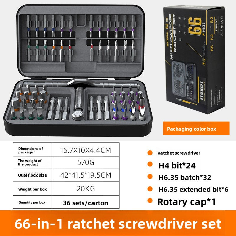 Multi-Function Ratchet Screwdriver Set with S2 Steel Bits